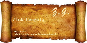Zink Gergely névjegykártya